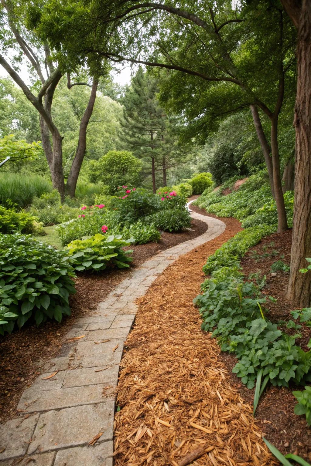 Cedar mulch provides an inexpensive drainage solution.