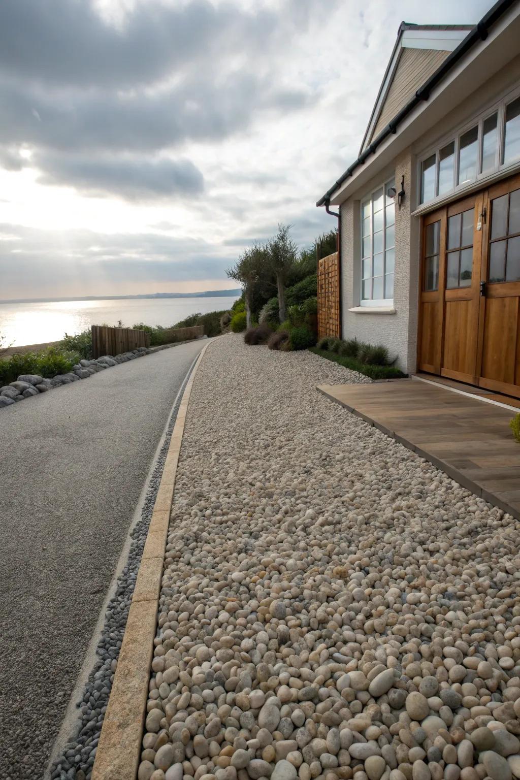 Pebbles lend a natural and artistic flair to your driveway.