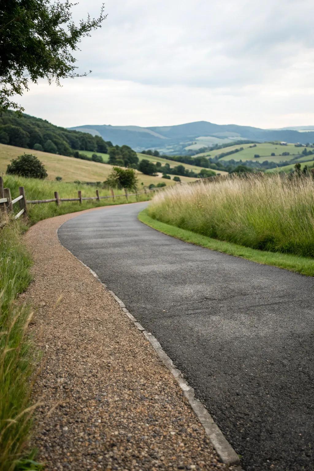 Tar and chip driveways offer texture and durability.