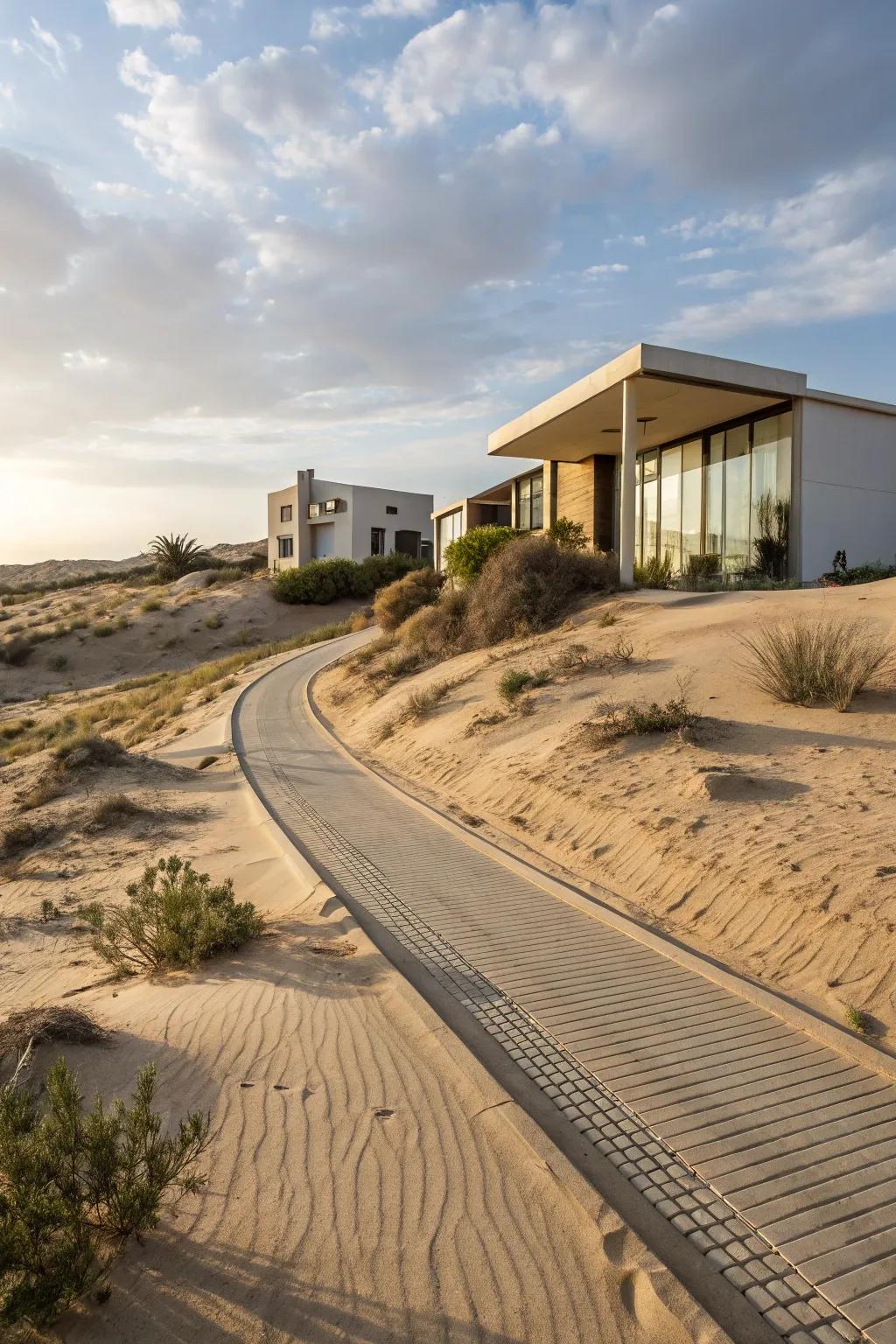 Sand driveways offer a unique and natural solution in arid areas.