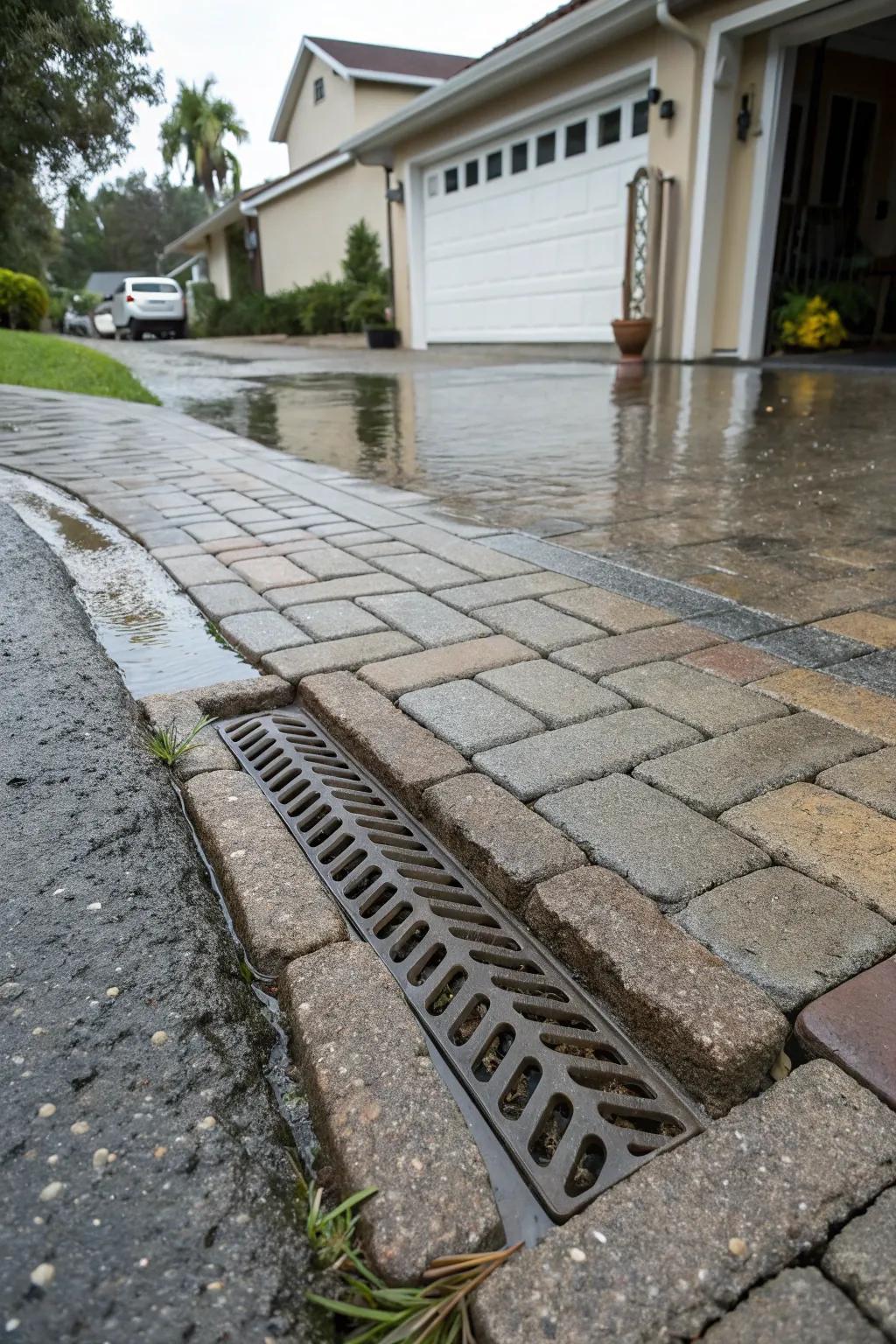 Permeable pavers help manage water effectively in your driveway.