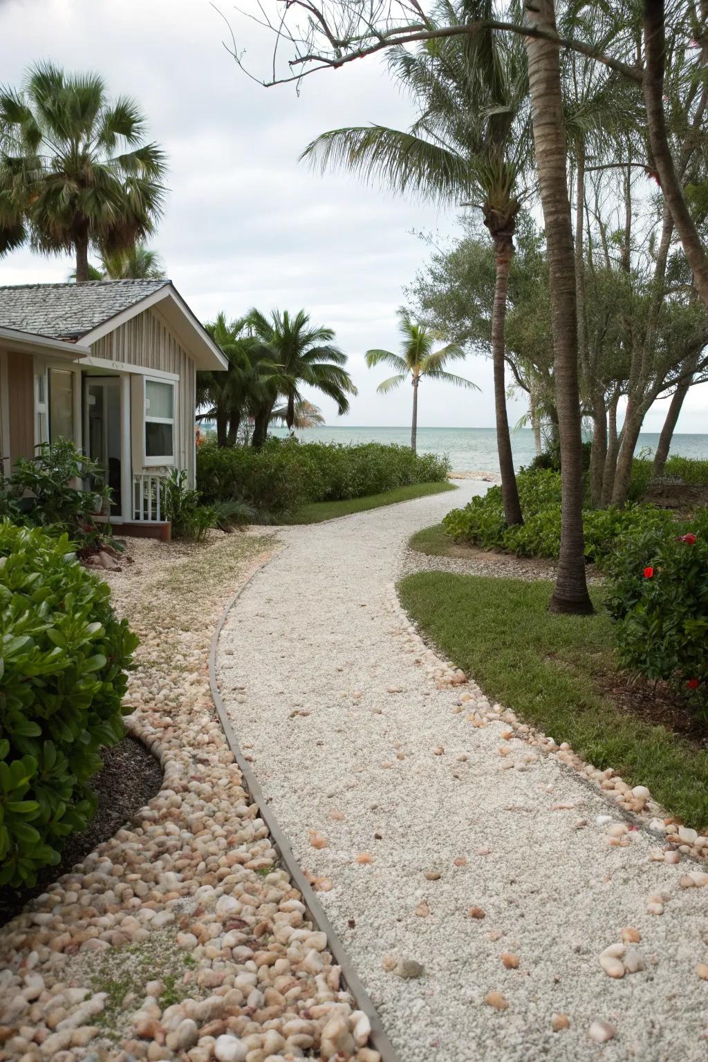 Crushed shells give a unique coastal touch to your driveway.