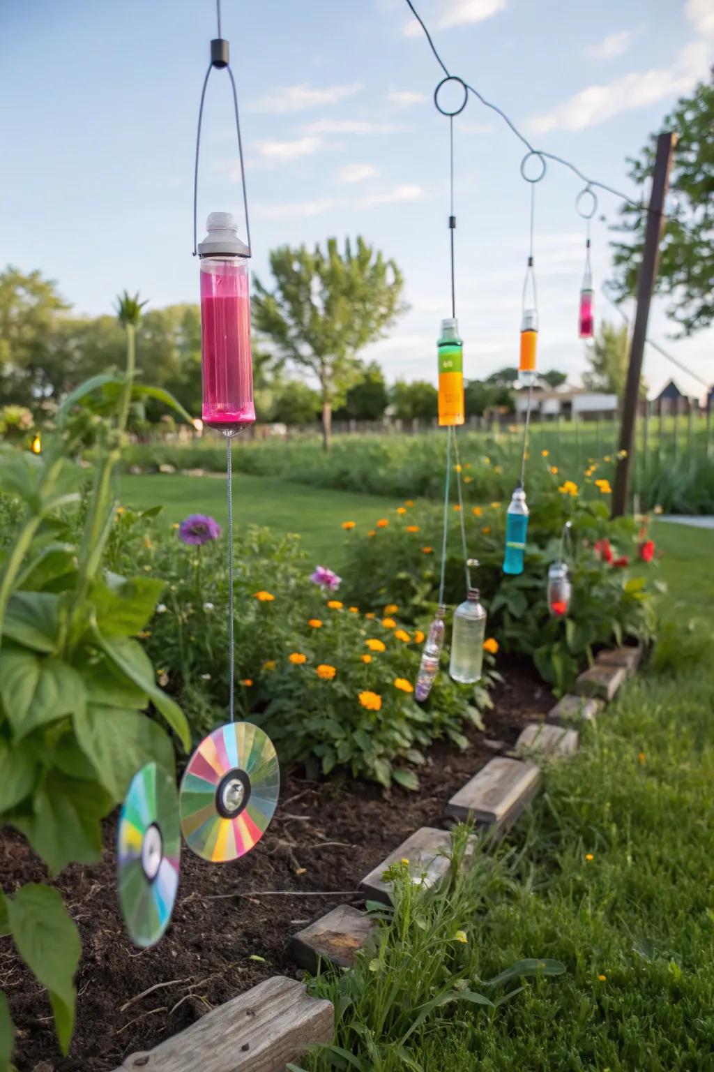 DIY deterrents creatively protecting garden plants.