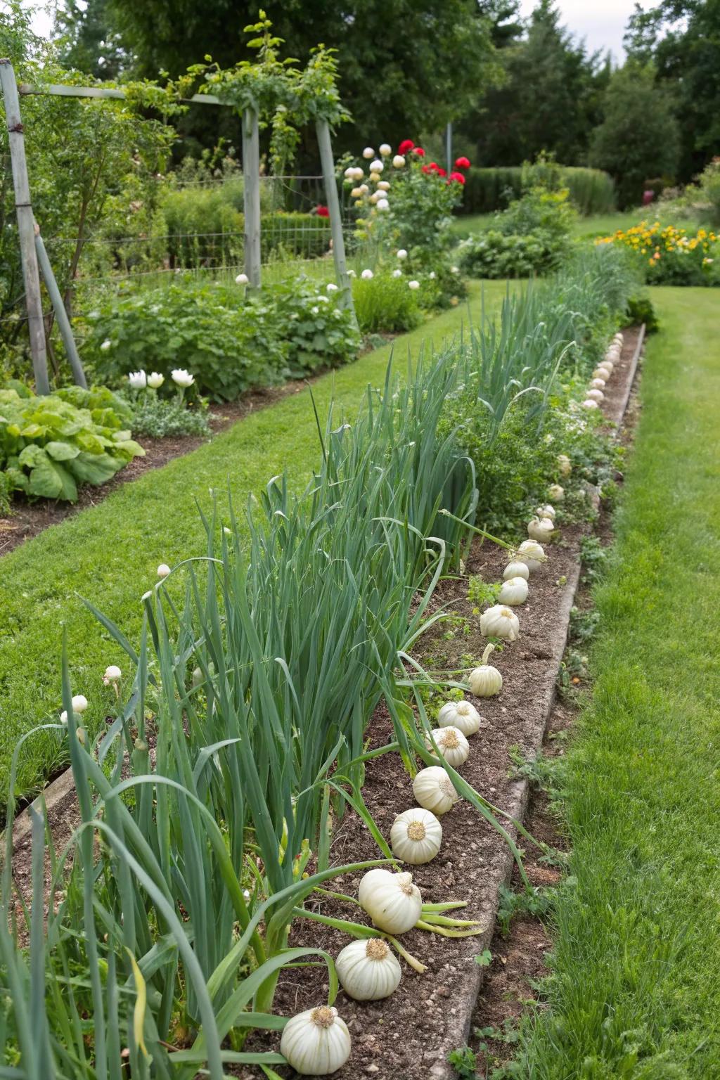 Unappealing vegetables creating a natural barrier in the garden.
