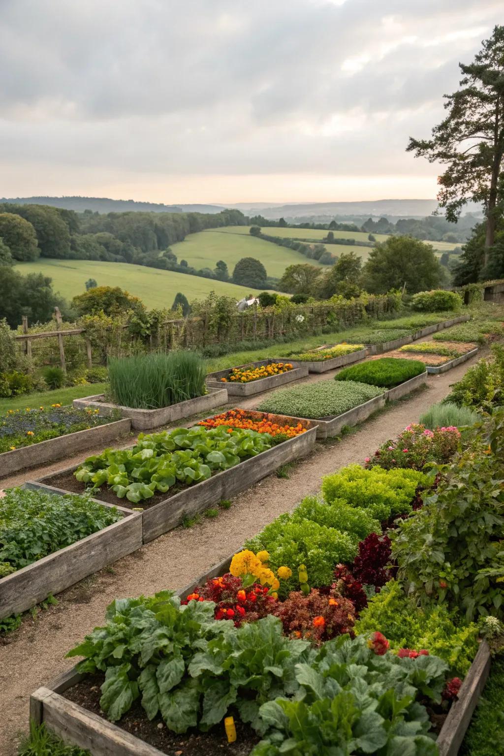 Raised garden beds offering a practical solution to keep critters at bay.