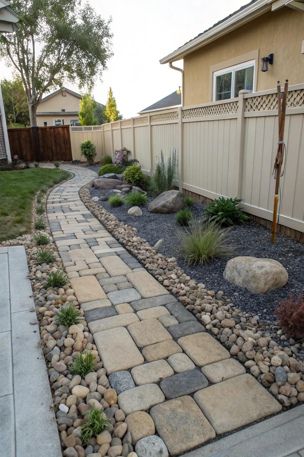 Mixing materials adds texture and visual interest.