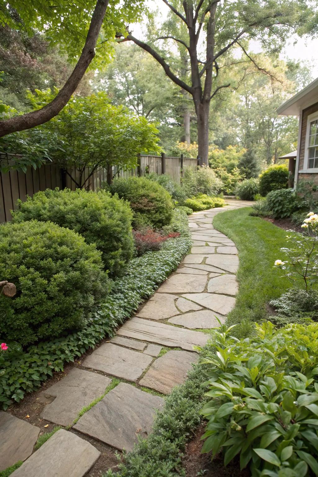 Flagstone pavers offer a natural, inviting pathway.