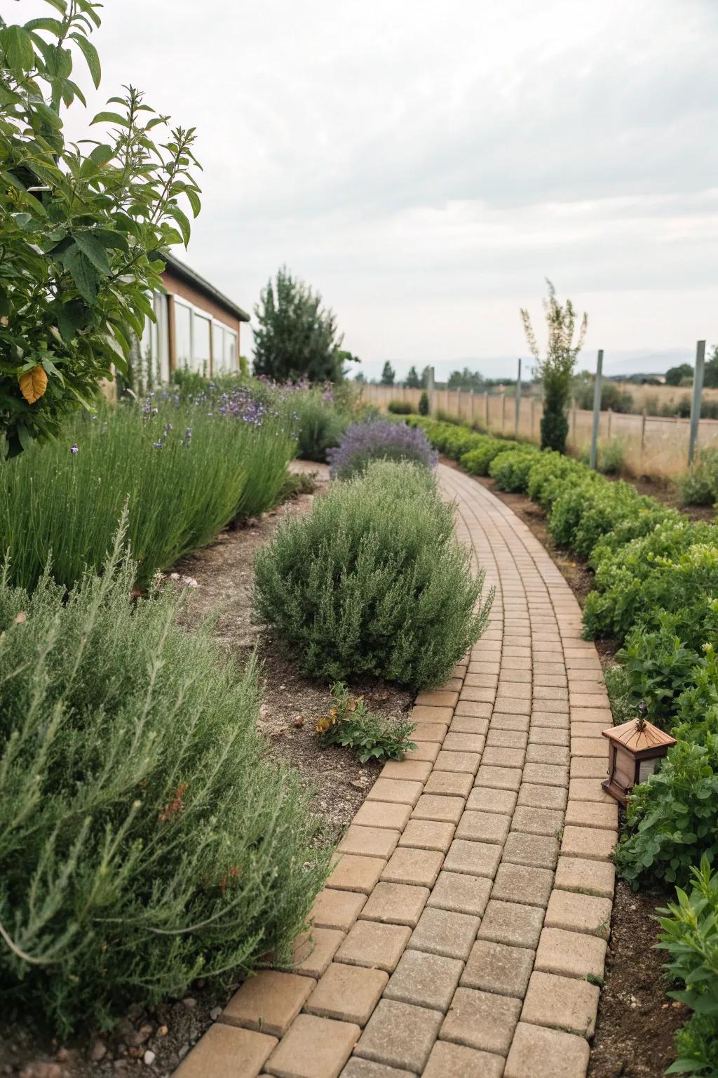 Line your paver path with aromatic herbs.