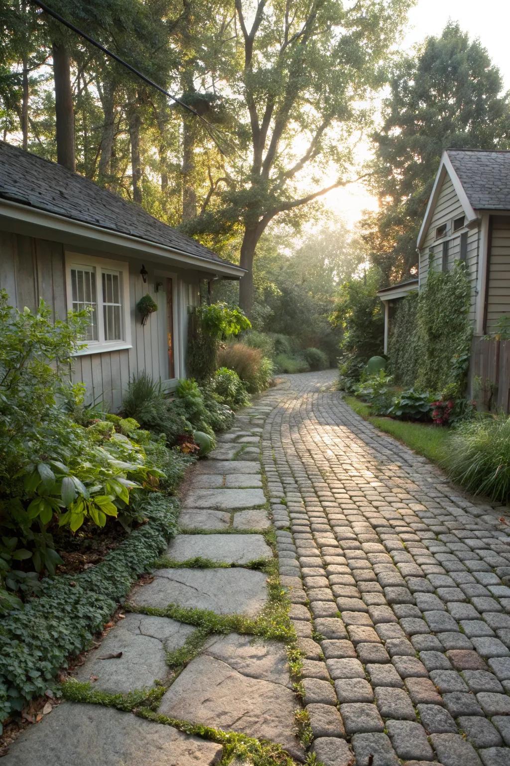 Cobblestone pavers add a touch of history and rustic charm.