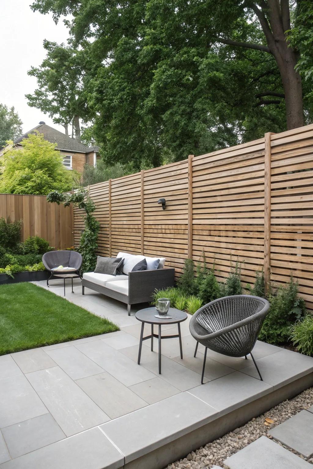 Slatted designs provide a modern, stylish fence option.