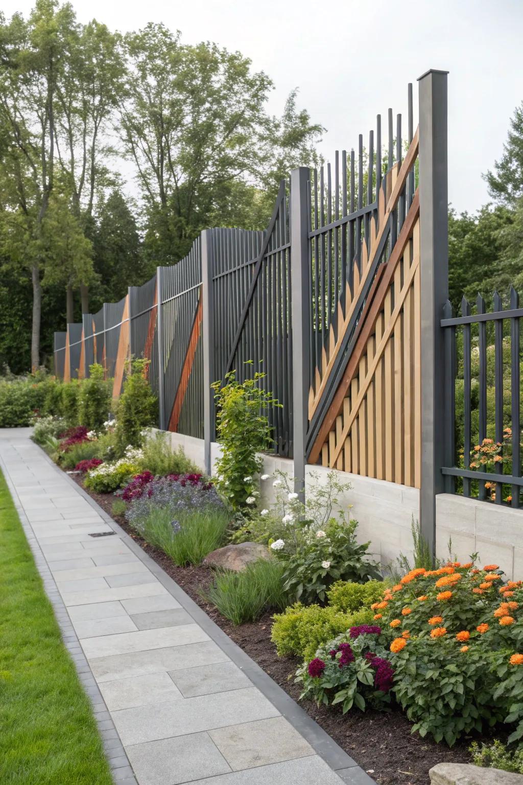 Abstract designs turn fences into captivating outdoor art.