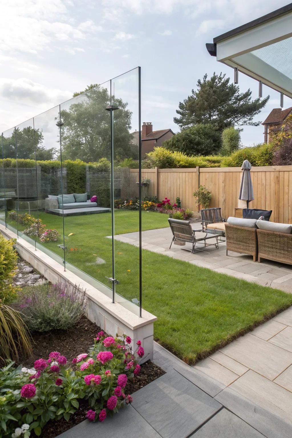 Glass panels offer a modern, unobstructed view.