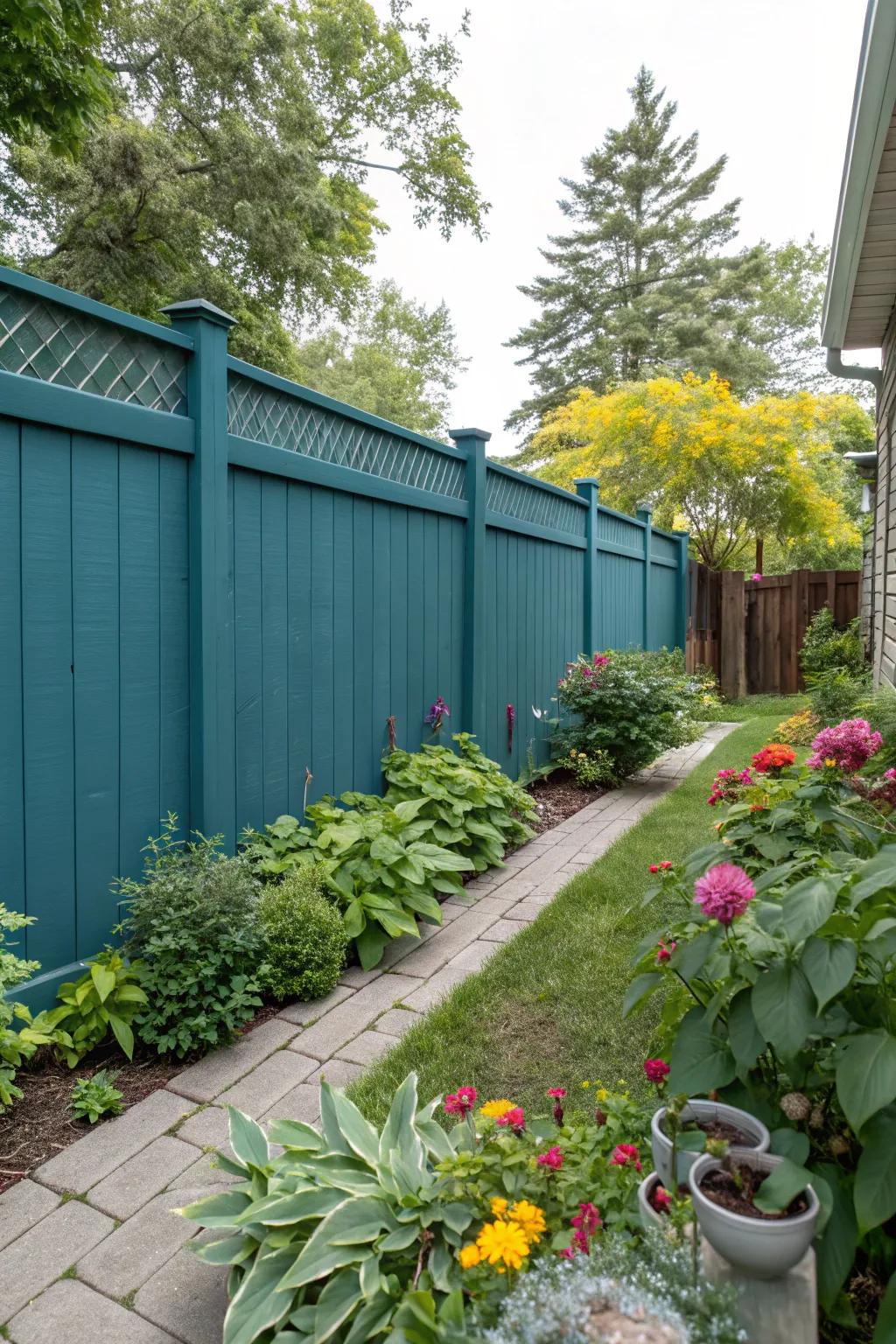 A pop of color turns a plain fence into a bold statement.