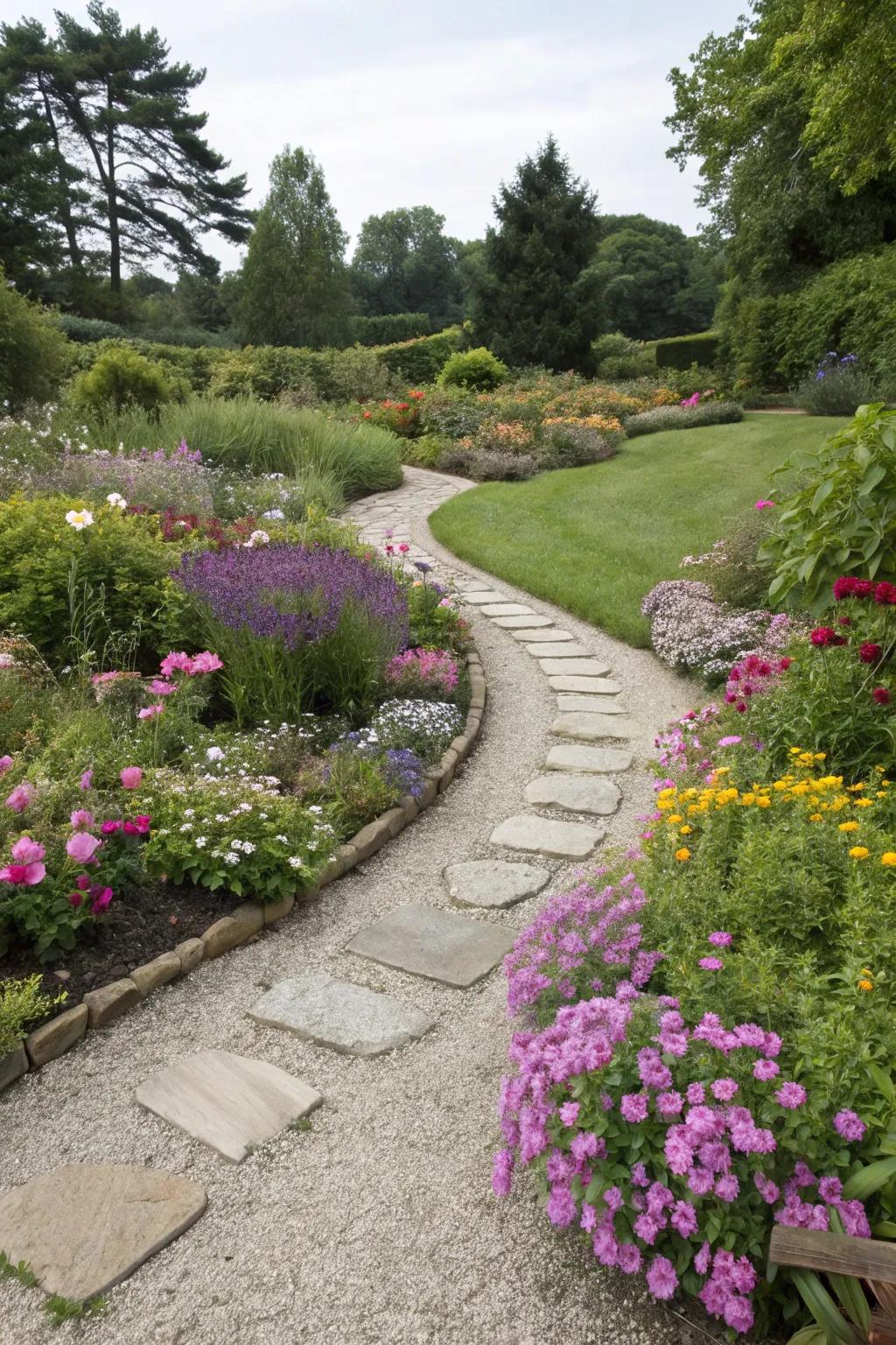 Gravel paths offer a chic and practical way to navigate your garden.