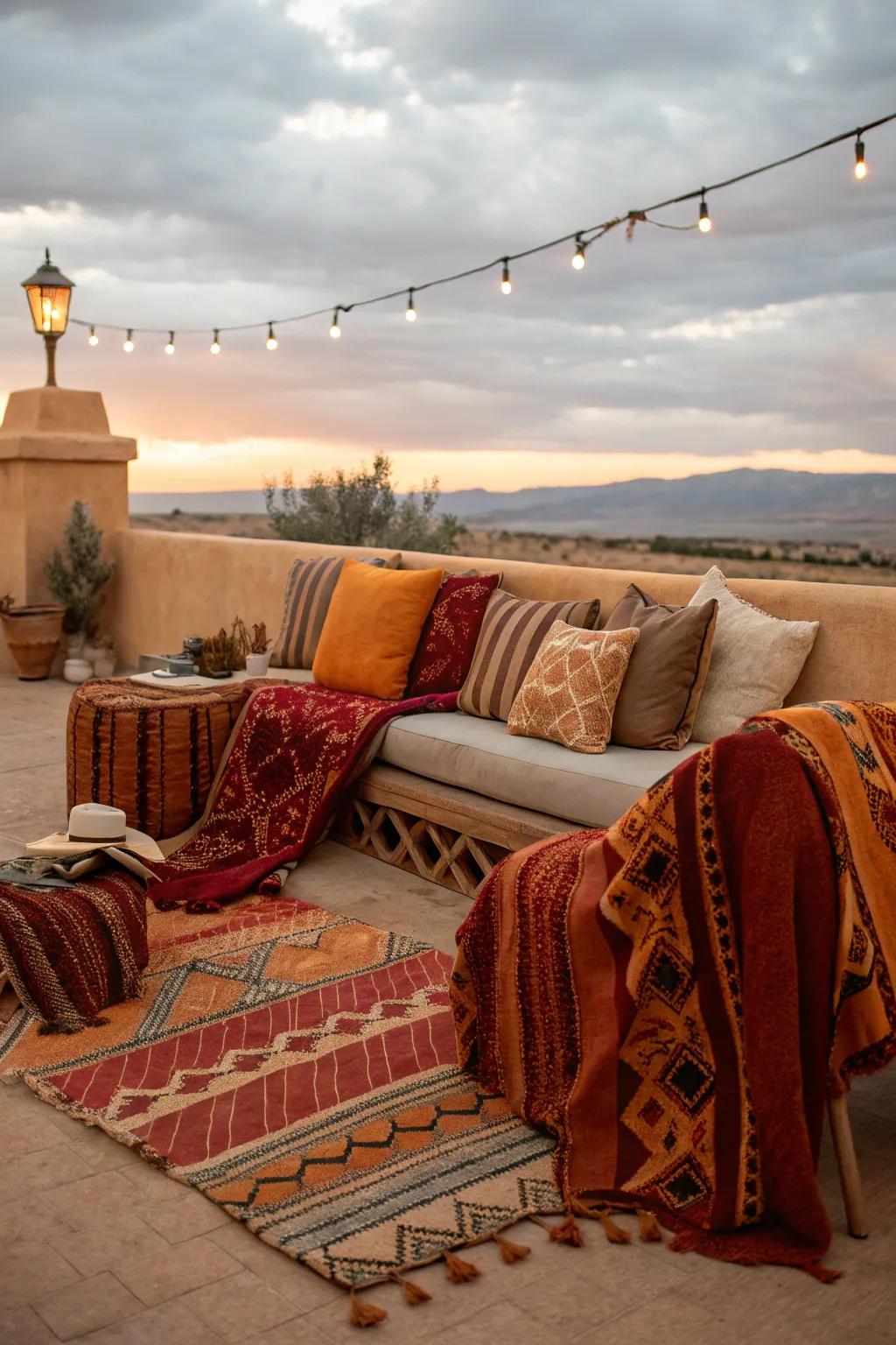 Layering textures creates a cozy, inviting space.