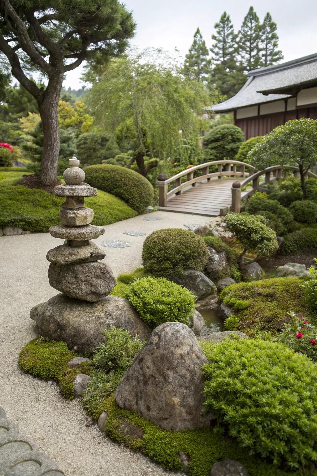 A harmonious balance of elements in a Japanese garden.