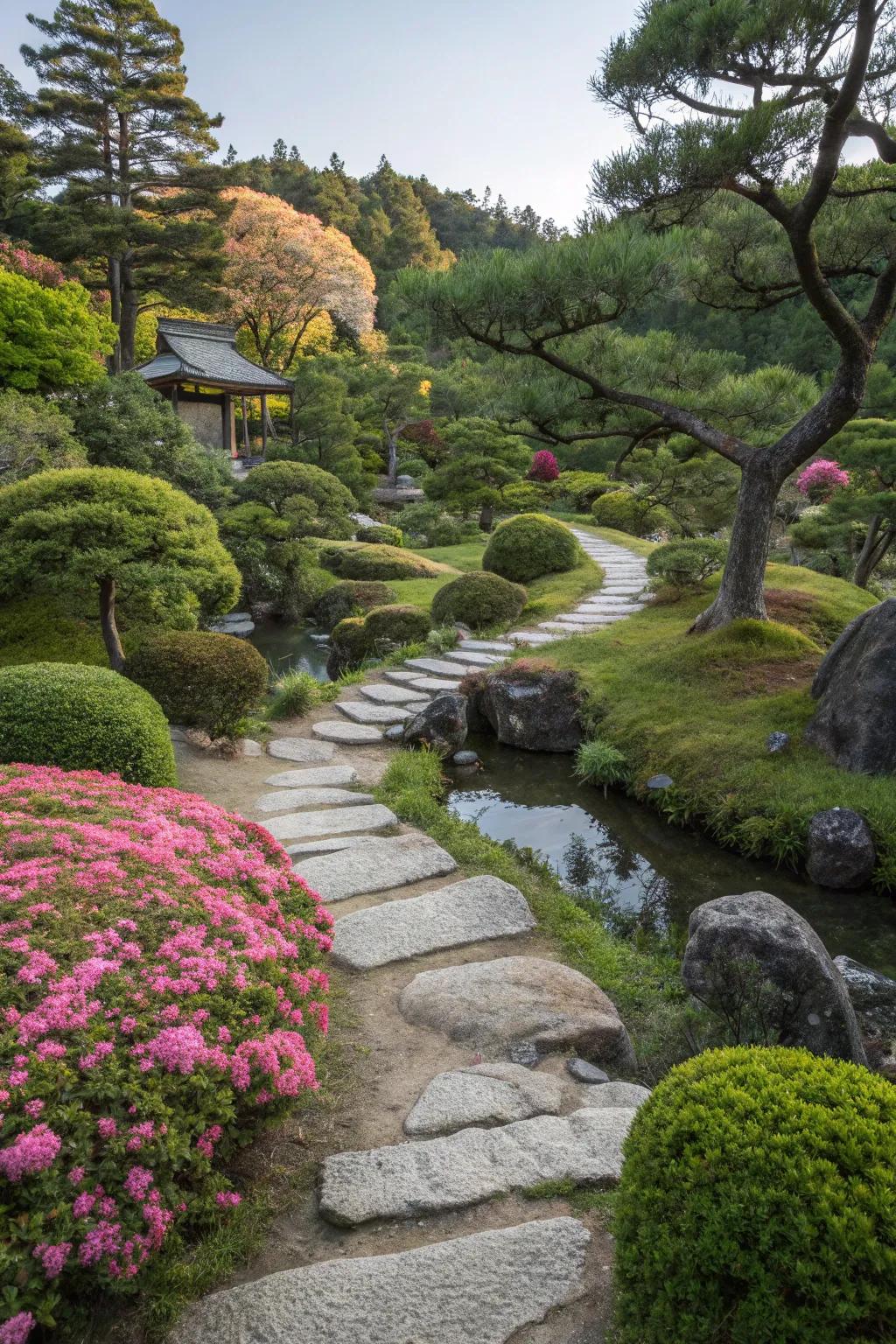 Natural imperfections showcasing wabi-sabi in a Japanese garden.