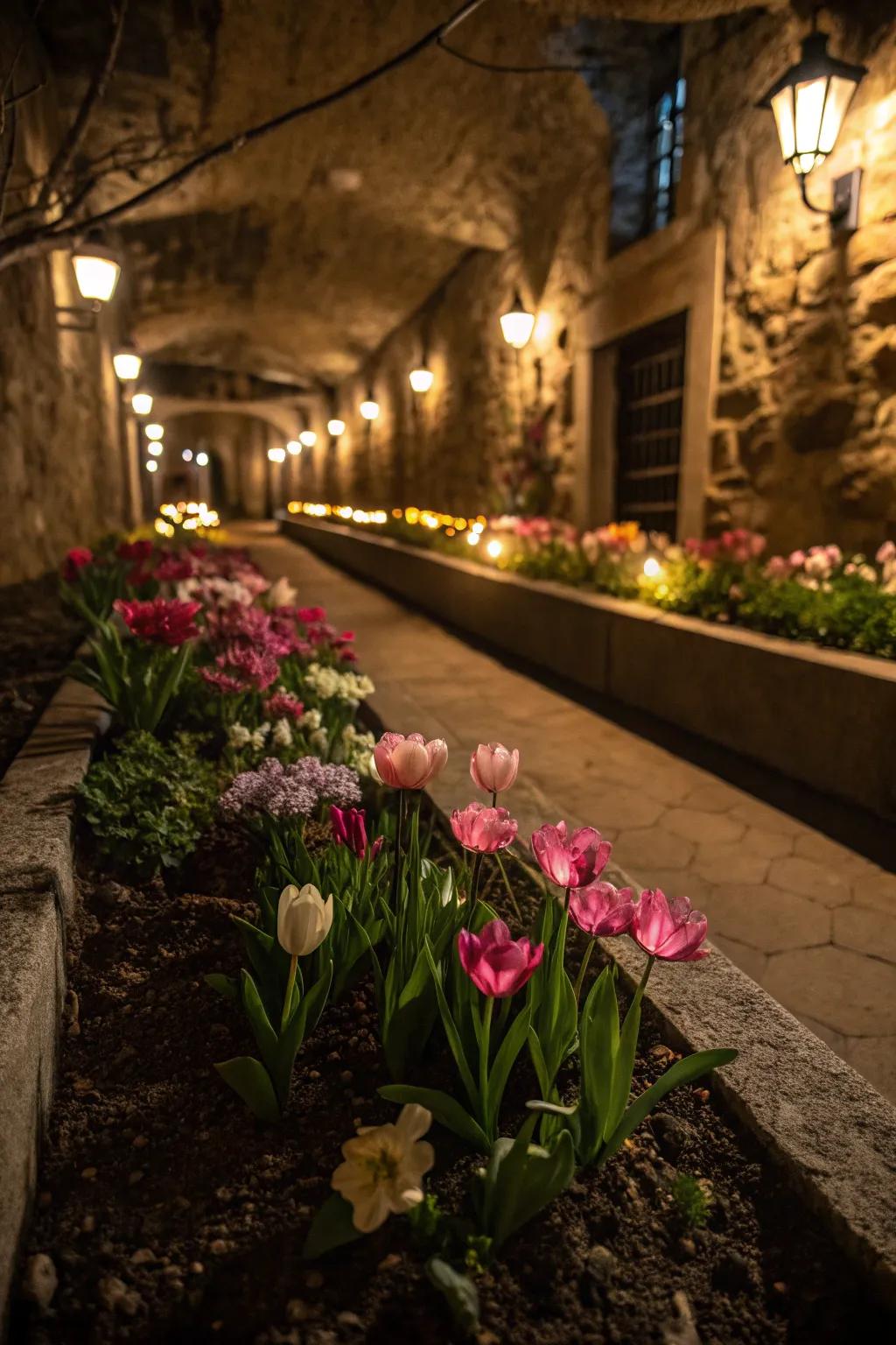 Subterranean flower beds: bringing color to the underground.