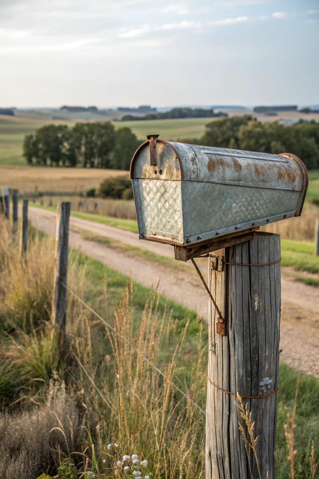 A metal tub mailbox that adds industrial flair to your home.