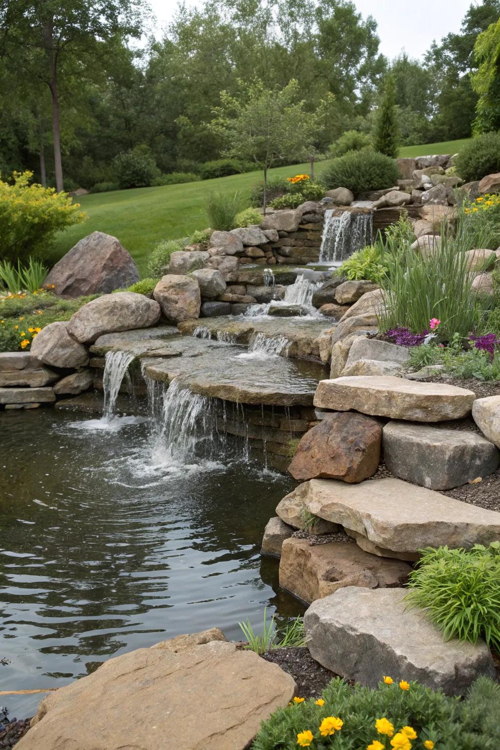 A natural stone spillway that mimics the beauty of nature.