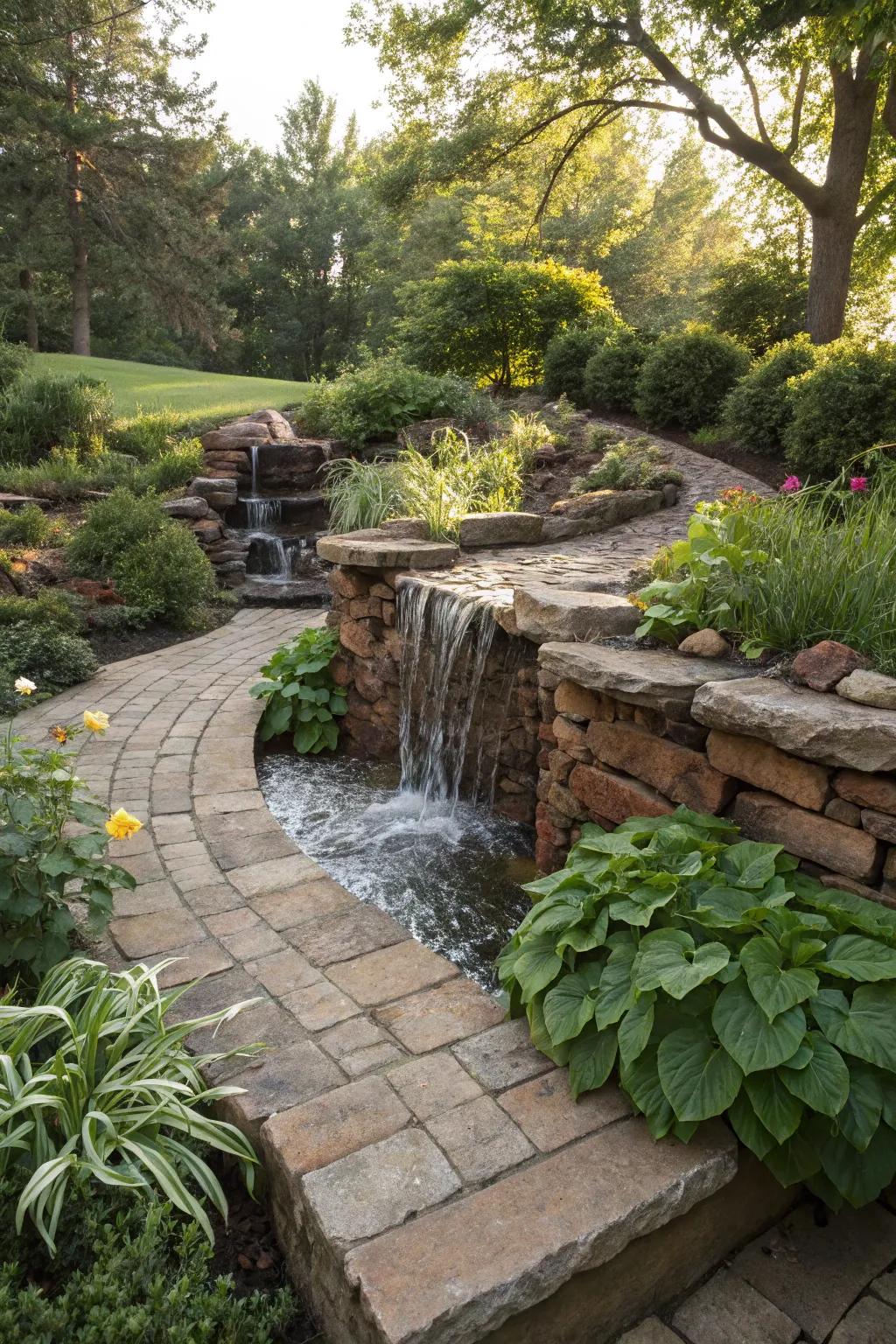 A sustainable spillway using recycled materials.