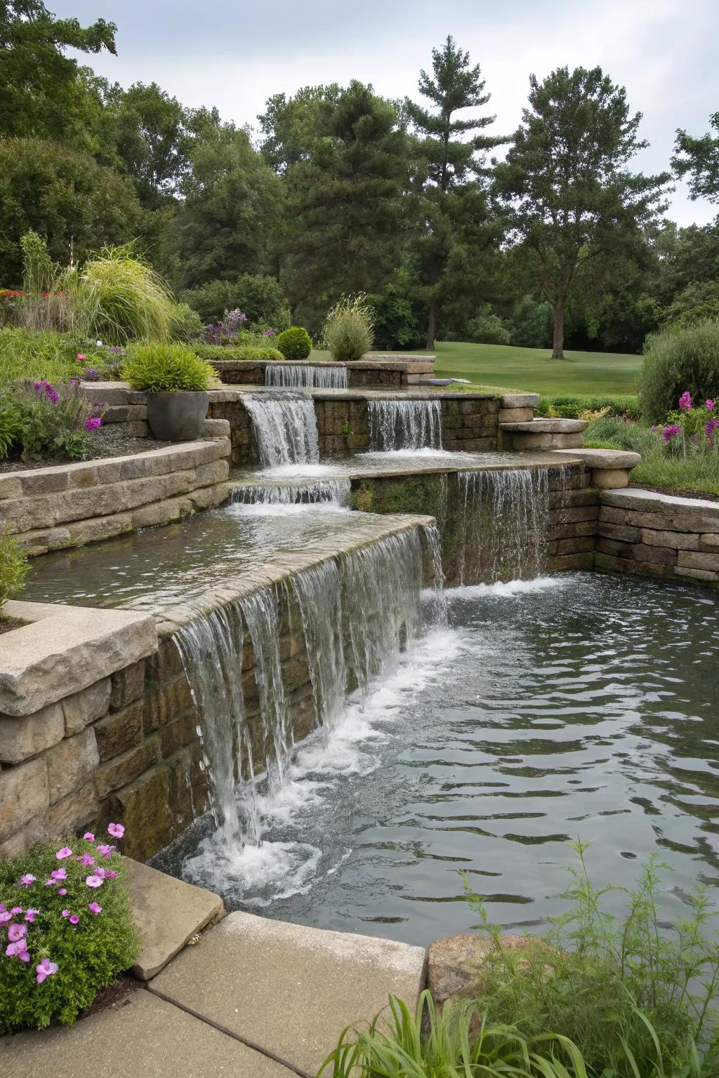 A dramatic multi-level spillway design.