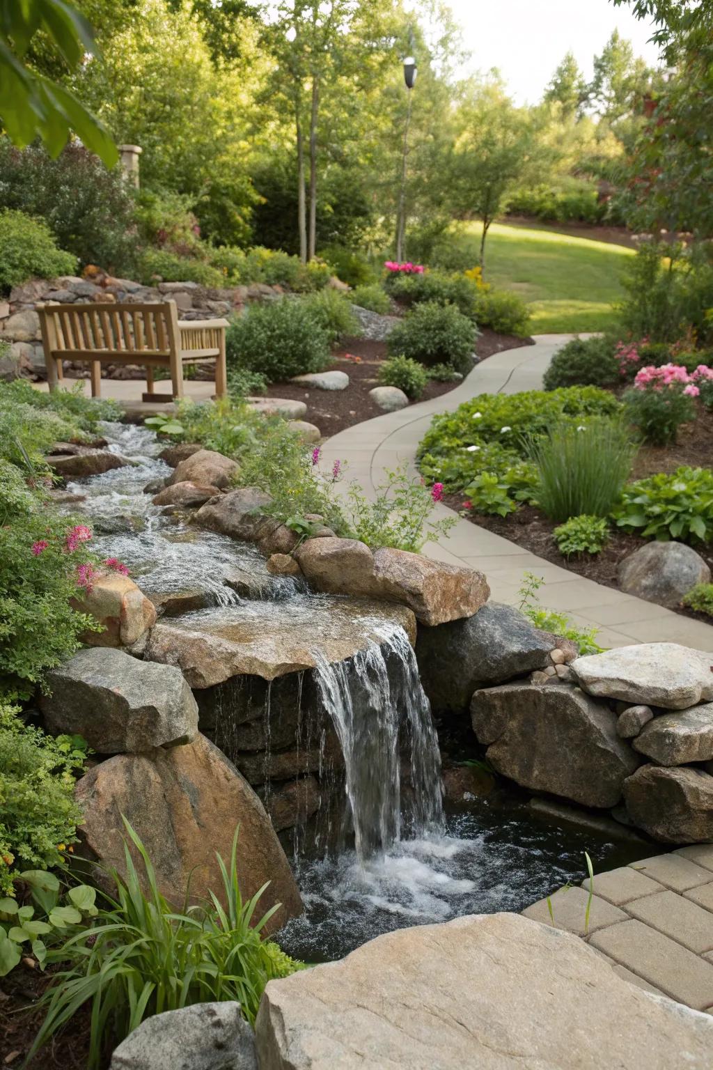 Peaceful water sounds, minimal upkeep.