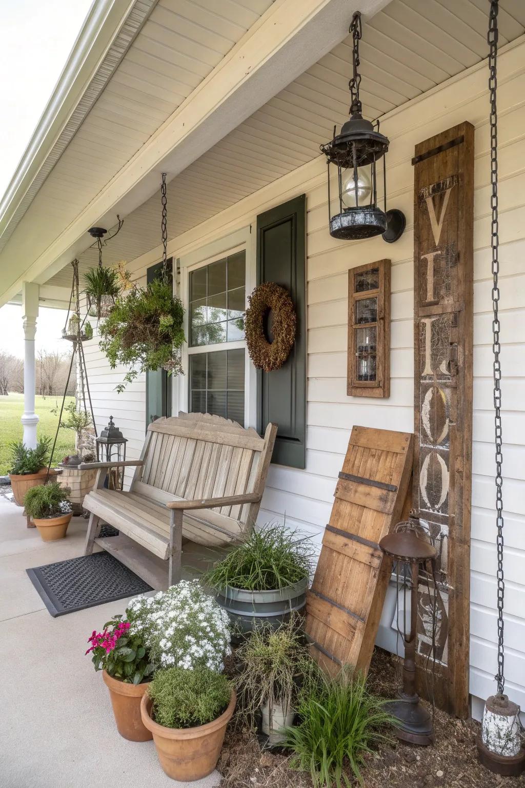 Rustic decor adds character and charm to a desert porch.
