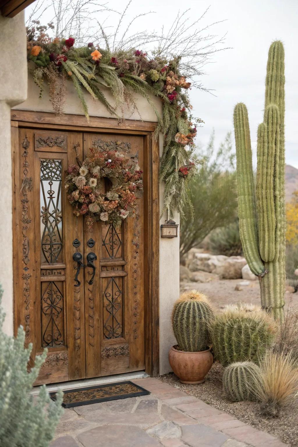 A seasonal wreath adds charm to any Arizona porch.