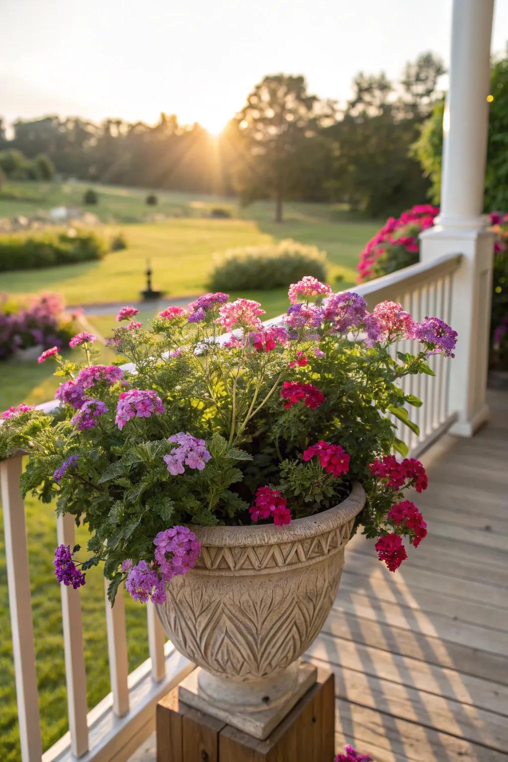 Verbena offers continuous blooms and vibrant color for sunny spots.