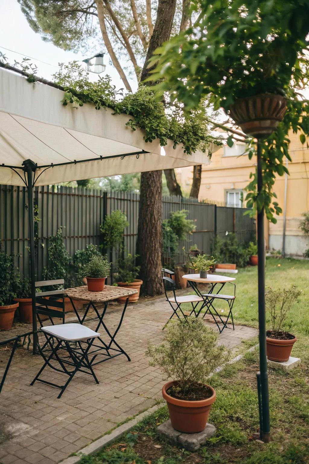 Create a bistro atmosphere with charming café seating.