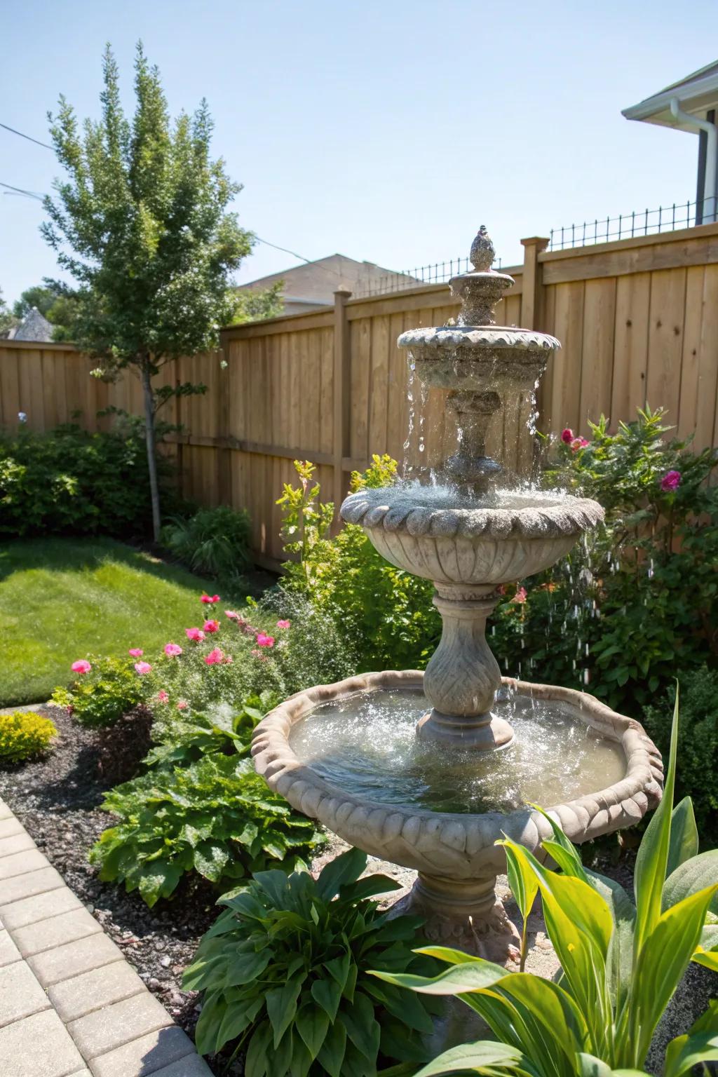 Add tranquility with a backyard water feature.