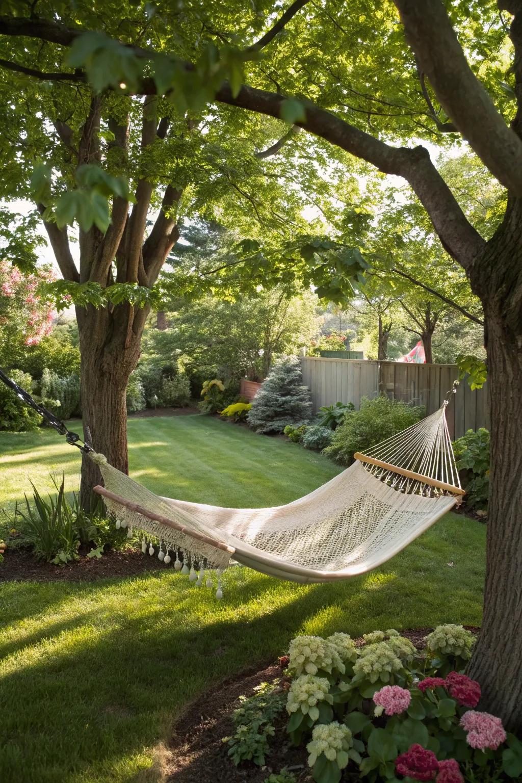 Create a peaceful retreat with a hammock nook.