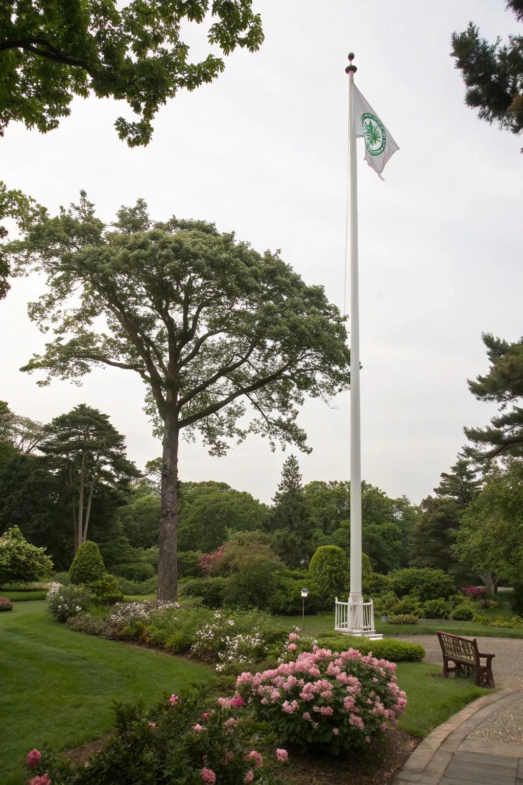A tree of life topper brings peace and beauty to this flagpole.