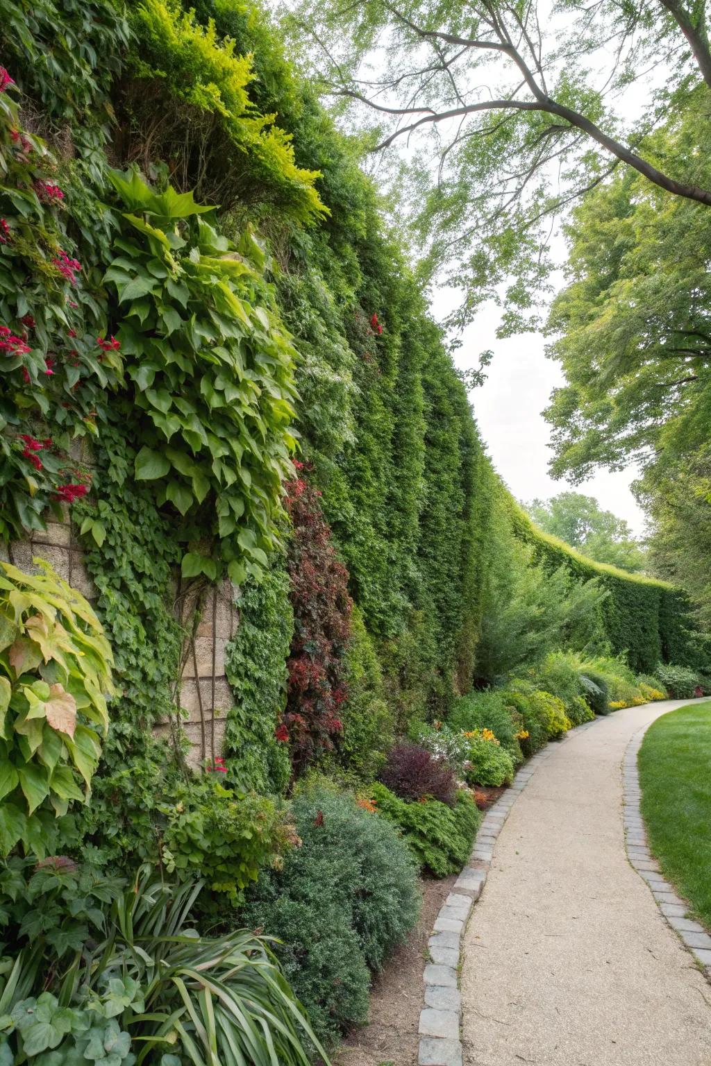 Living privacy walls add a green touch and create a natural barrier.