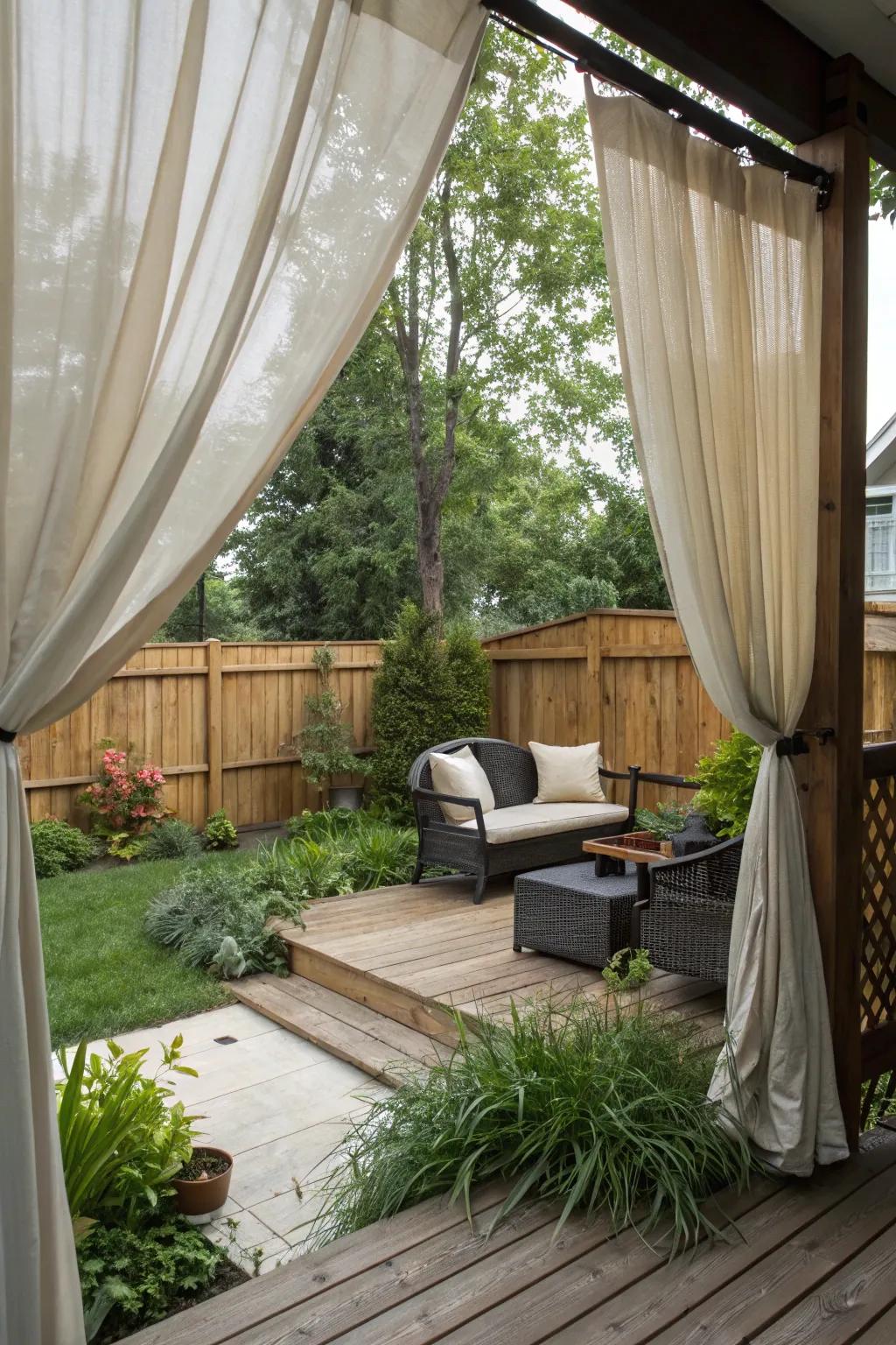Outdoor curtains offer a flexible and stylish privacy solution.