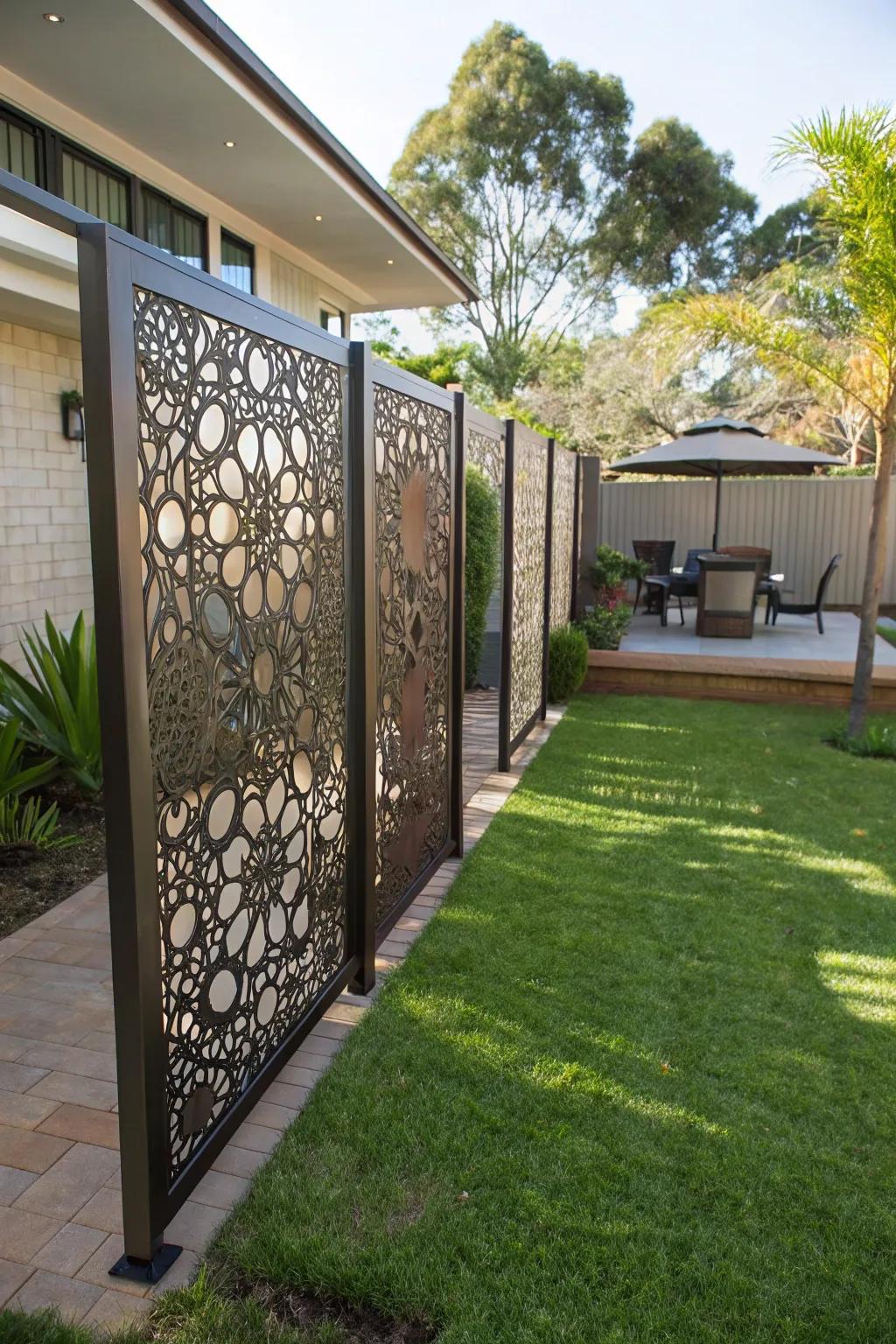 Decorative panels provide privacy and a personalized touch to your garden.