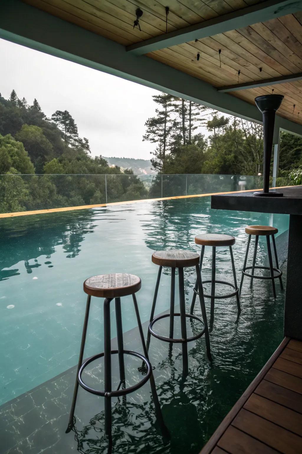 In-pool bar stools offer a resort-like experience in your own backyard.