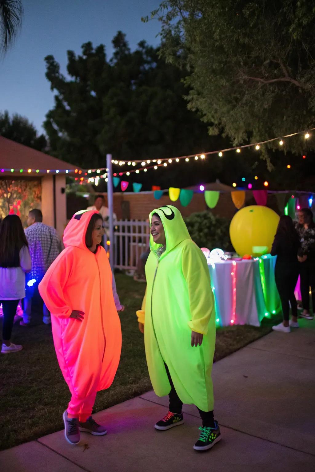 Costumes that glow make for memorable party snapshots.