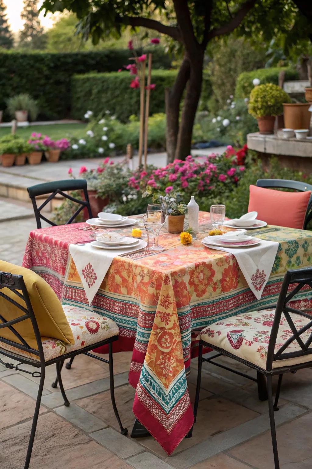 Vibrant table linens to enhance your dining experience.