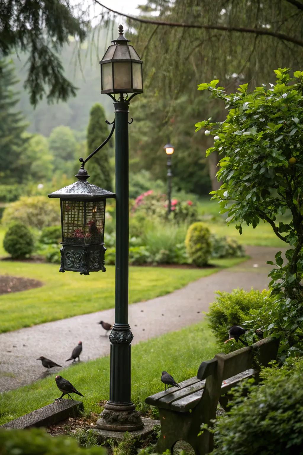 Bird feeders invite feathered friends to your garden.