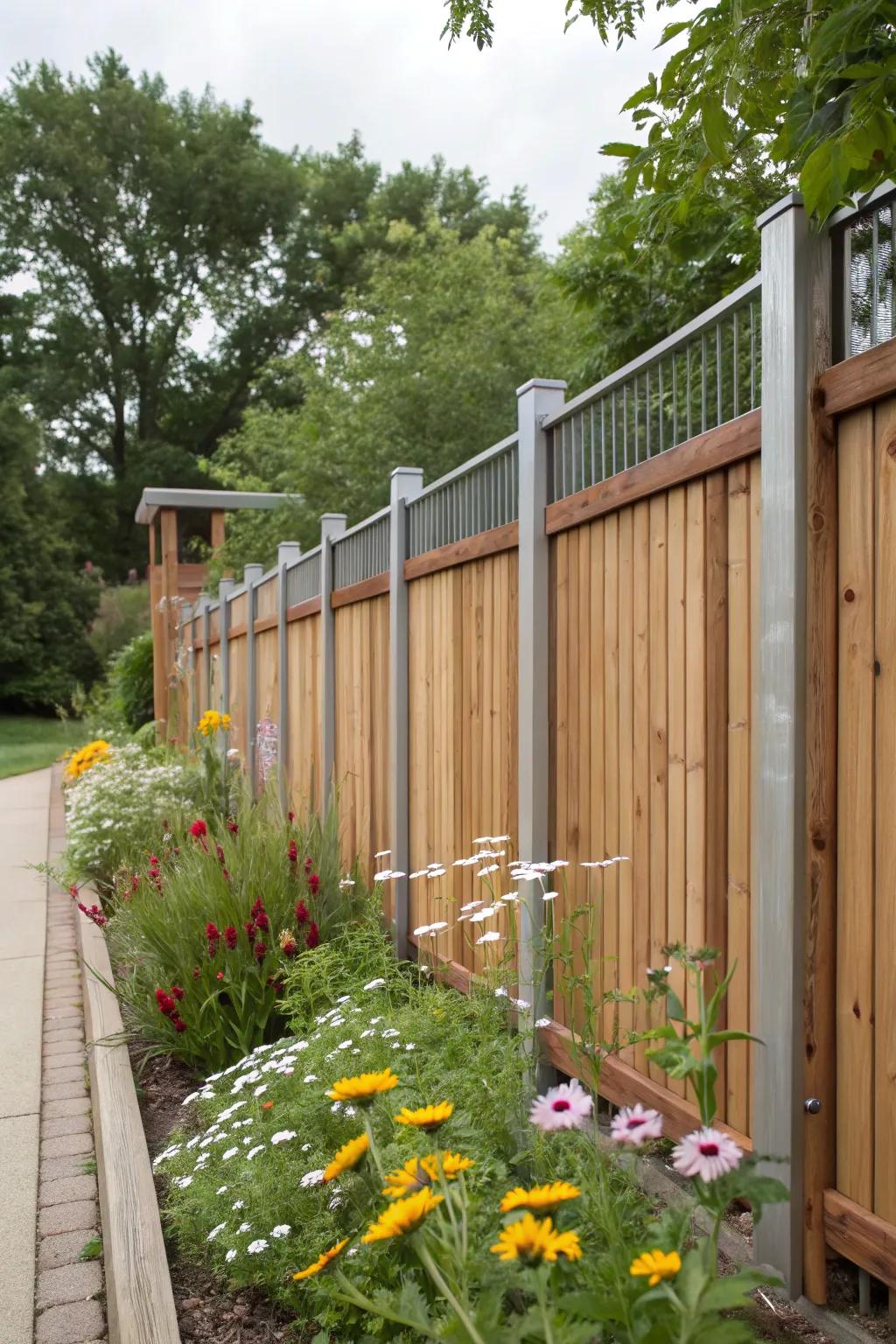 Blend the warmth of wood with the strength of aluminum for a unique fencing style.