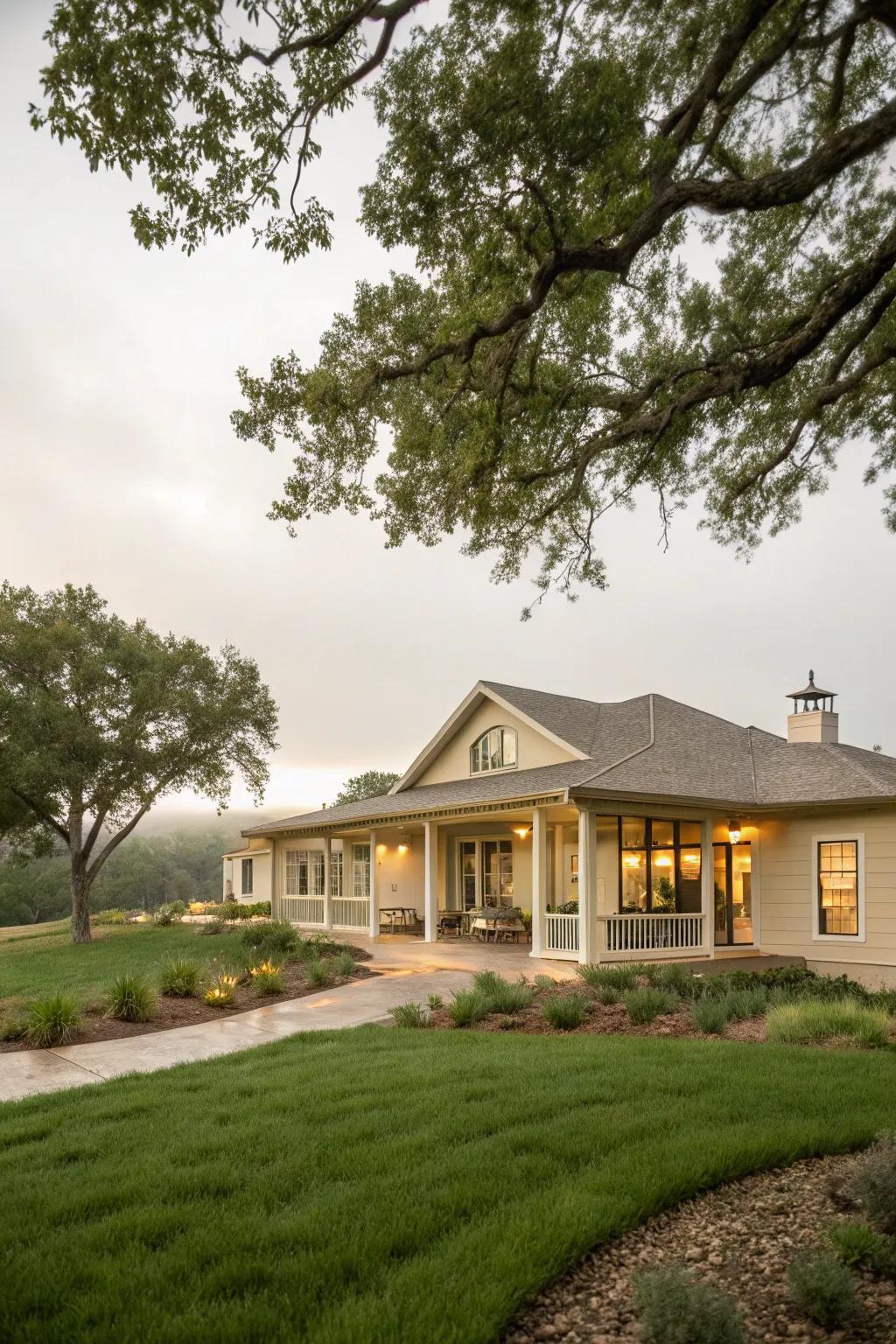 Neutral tones create a harmonious connection with nature.