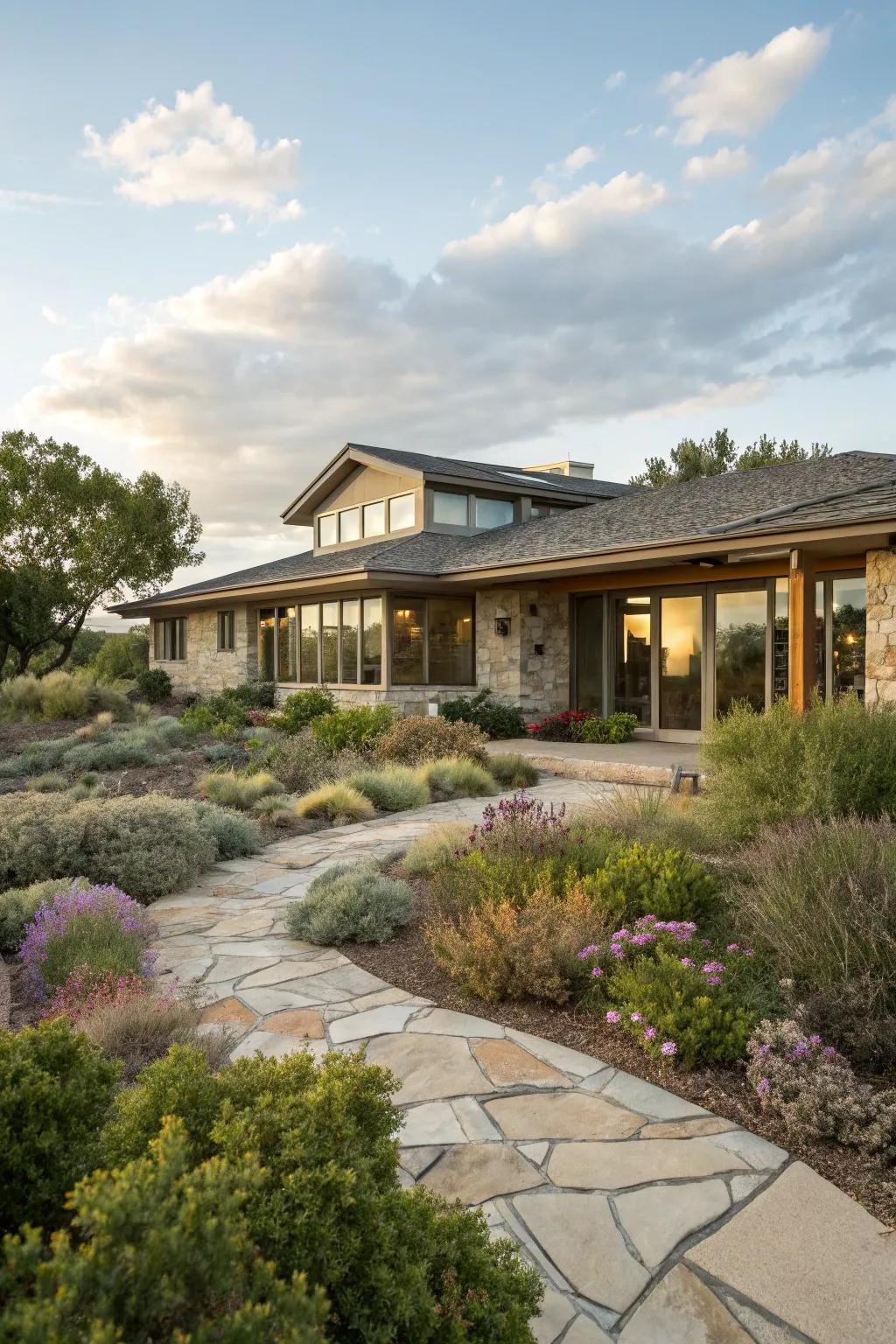 Functional landscaping enhances the natural beauty of ranch homes.