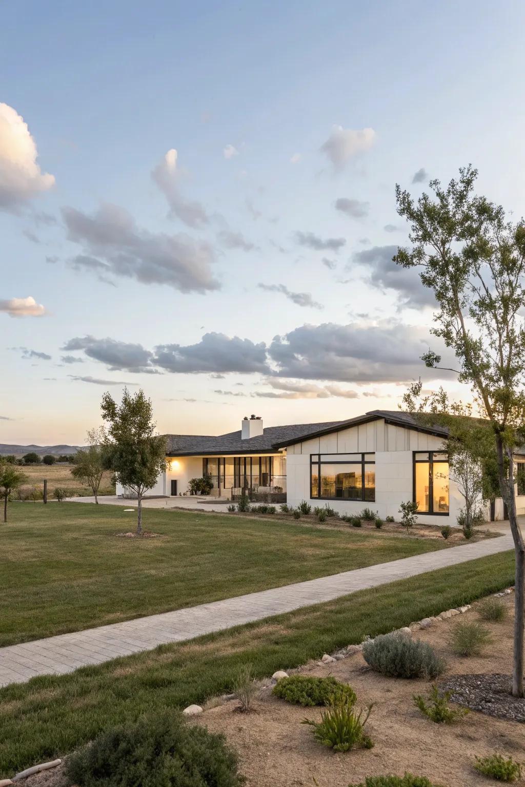 Open yard spaces offer versatility for outdoor activities.