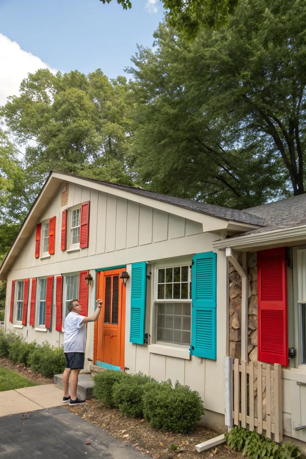 Bold accents add character and vibrancy to the exterior.
