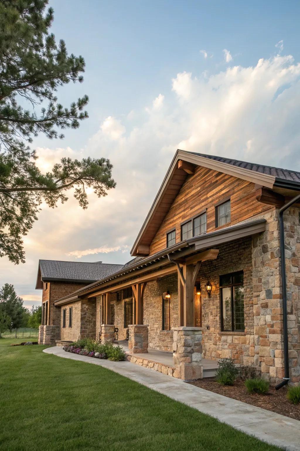 Mixed materials create visual interest and depth.