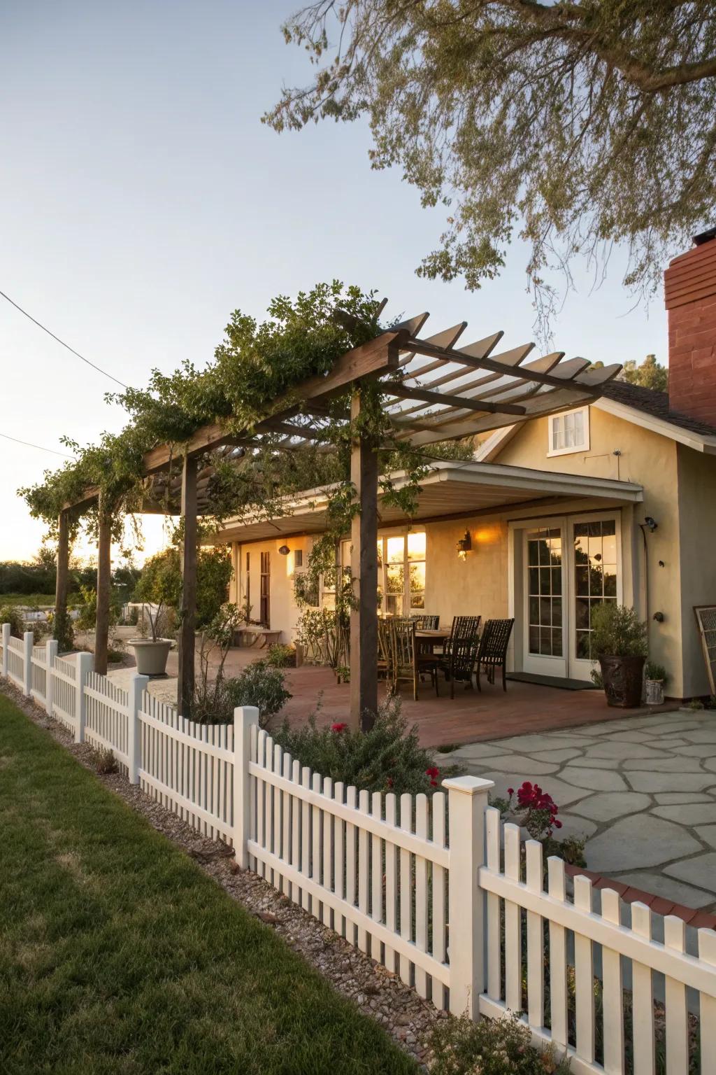 Pergolas add structure and a touch of elegance.