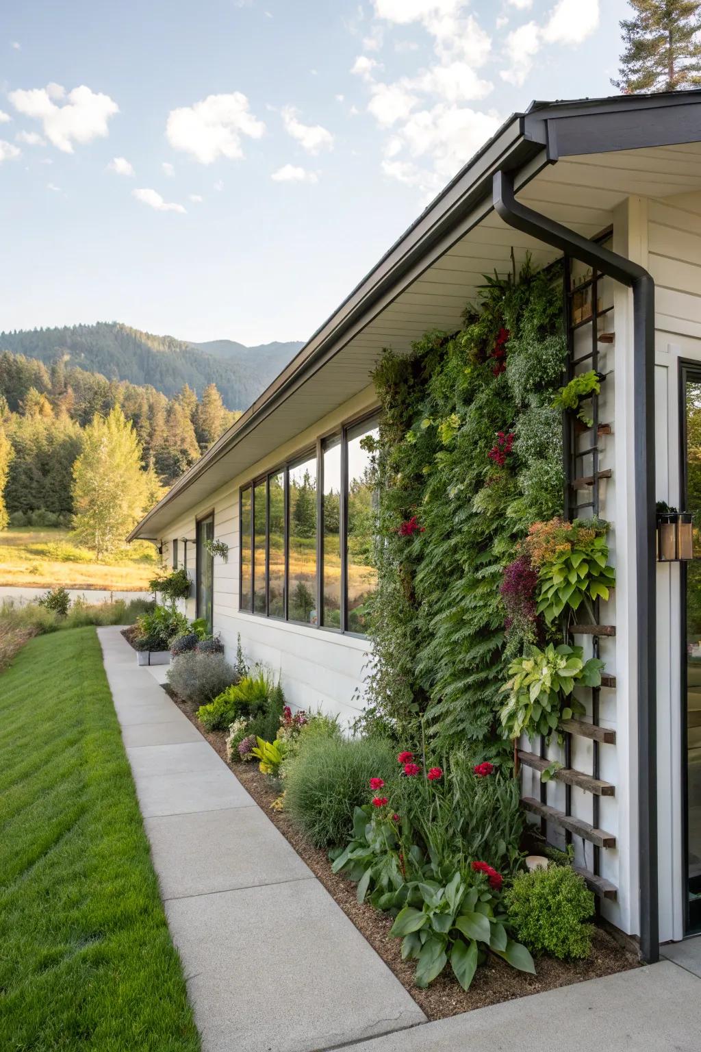 Vertical gardens add greenery in a unique and space-saving way.