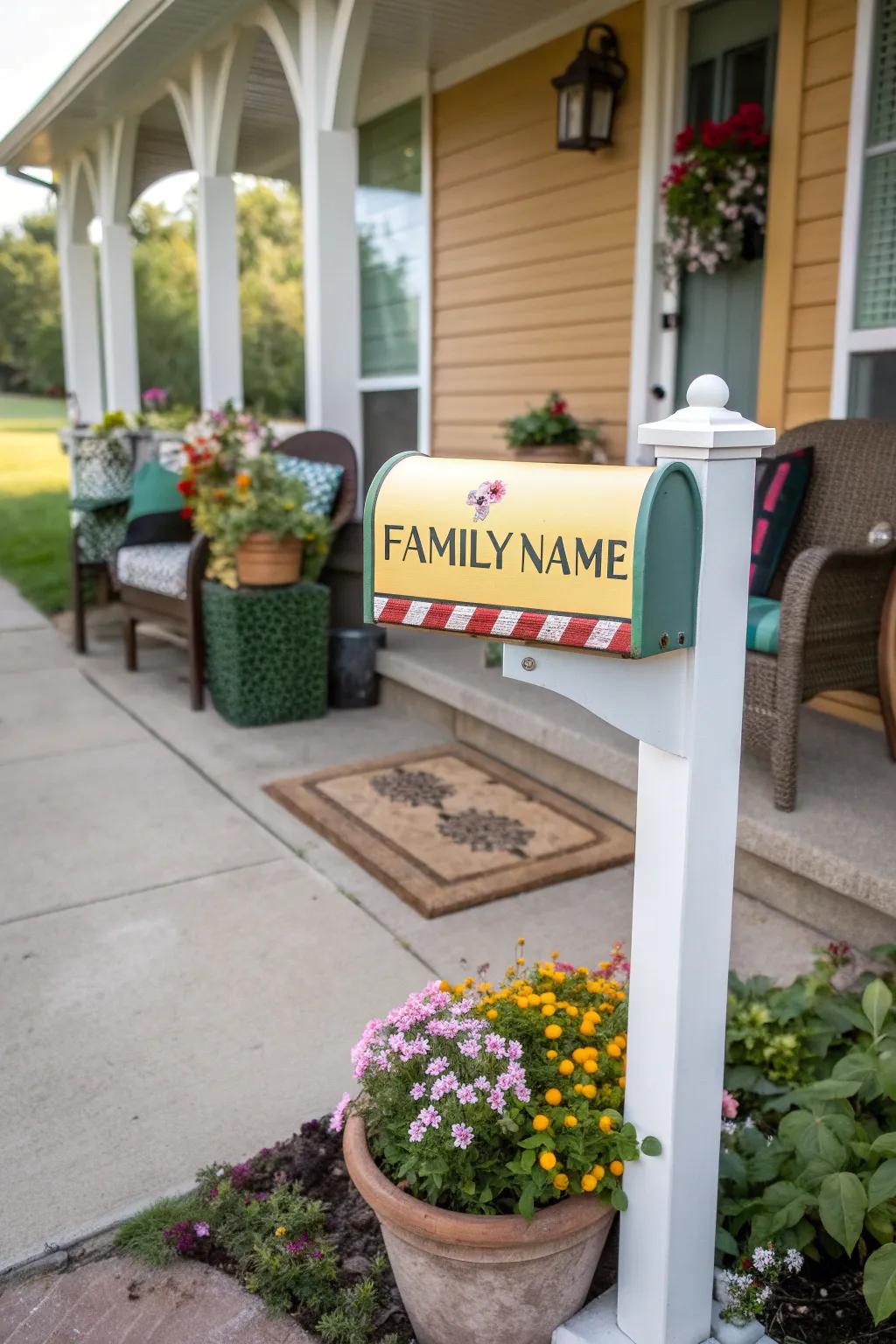 A personalized mailbox that adds a welcoming touch.
